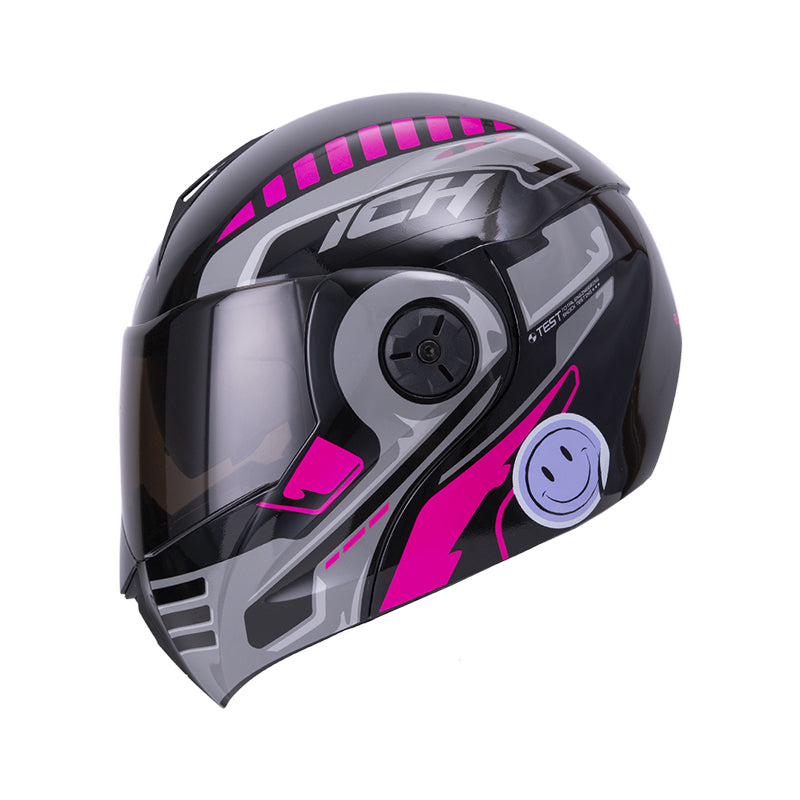 CASCO ICH ICH-3110DV ROBOTO MATE NEGRO FUCSIA VISOR HUMO