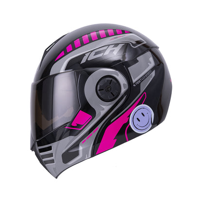 CASCO ICH ICH-3110DV ROBOTO MATE NEGRO FUCSIA VISOR HUMO