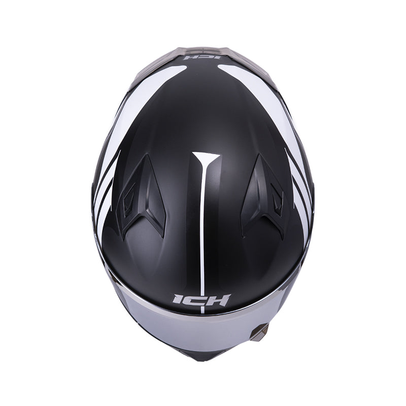 CASCO ICH-503 NEZA MATE NEGRO BLANCO VISOR PLATA