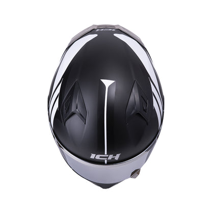 CASCO ICH-503 NEZA MATE NEGRO BLANCO VISOR PLATA