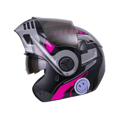 CASCO ICH ICH-3110DV ROBOTO MATE NEGRO FUCSIA VISOR HUMO