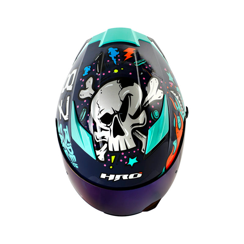 CASCO HRO HRO-514DV FUNNER AZUL TURQUESA VISOR IRIDIUM