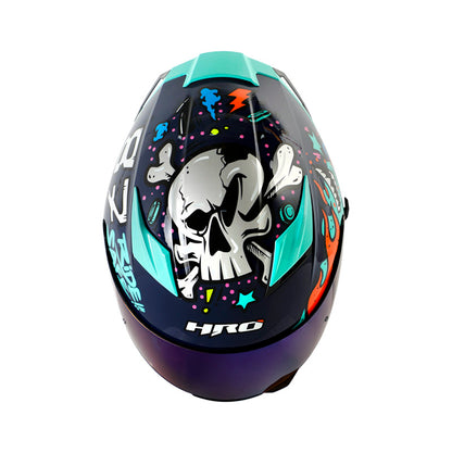 CASCO HRO HRO-514DV FUNNER AZUL TURQUESA VISOR IRIDIUM