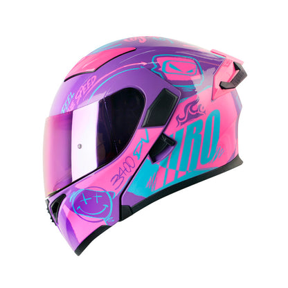 CASCO HRO HRO-3400DV RAZOR MORADO FUCSIA VISOR IRIDIUM