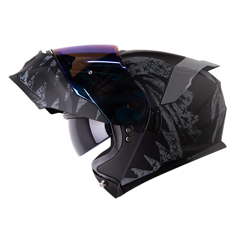 CASCO HRO HRO-3440 DV GRUNGSTER MATE NEGRO GRIS VISOR IRIDIUM