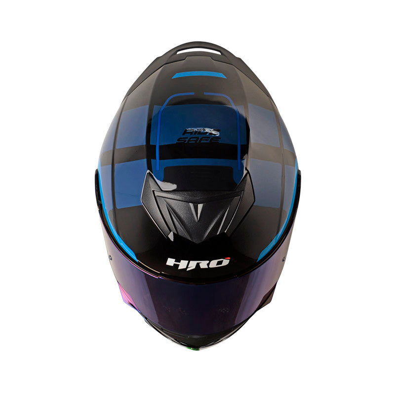 CASCO HRO HRO-511 NET NEGRO AZUL VISOR IRIDIUM AZUL