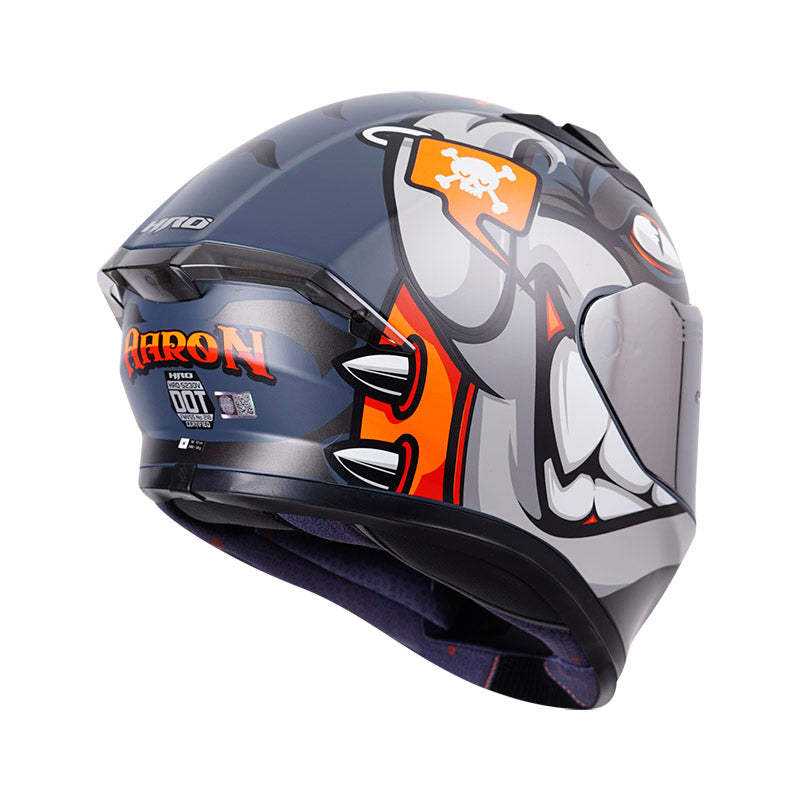 CASCO HRO HRO-523DV AARON MATE GRIS NARANJA NEON VISOR PLATA