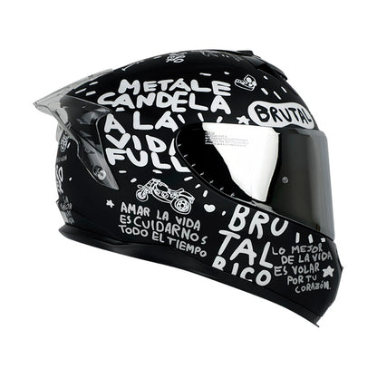 CASCO SHAFT SH-610DV PRO PURO POWER NEGRO BLANCO VISOR PLATA
