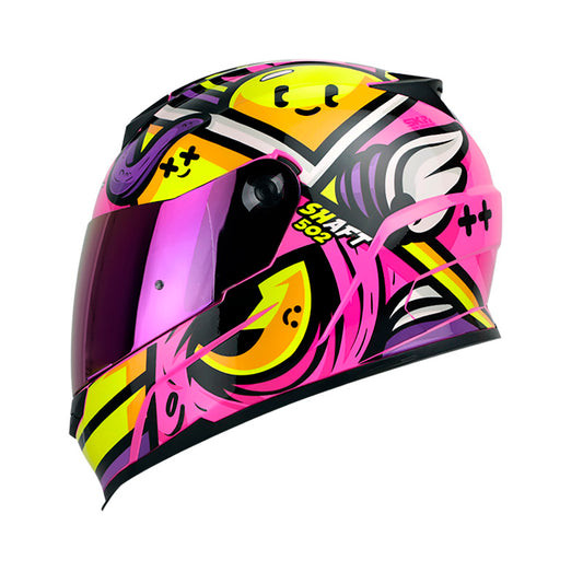 CASCO SHAFT SH-502 STYLE FUCSIA AMARILLO NEON VISOR IRIDIUM