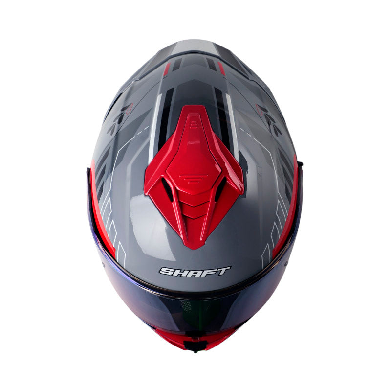CASCO SHAFT SH-598GTR TRACER GRIS ROJO VISOR IRIDIUM AZUL