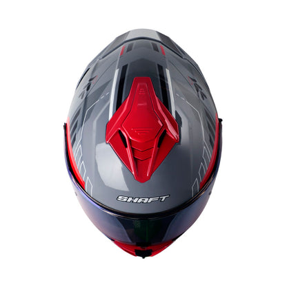 CASCO SHAFT SH-598GTR TRACER GRIS ROJO VISOR IRIDIUM AZUL