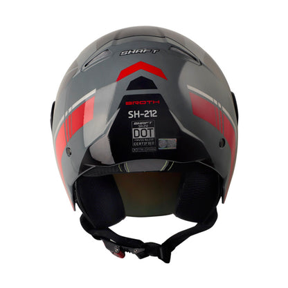 CASCO SHAFT SH-212 BROTH GRIS OSCURO ROJO VISOR IRIDIUM ROJO
