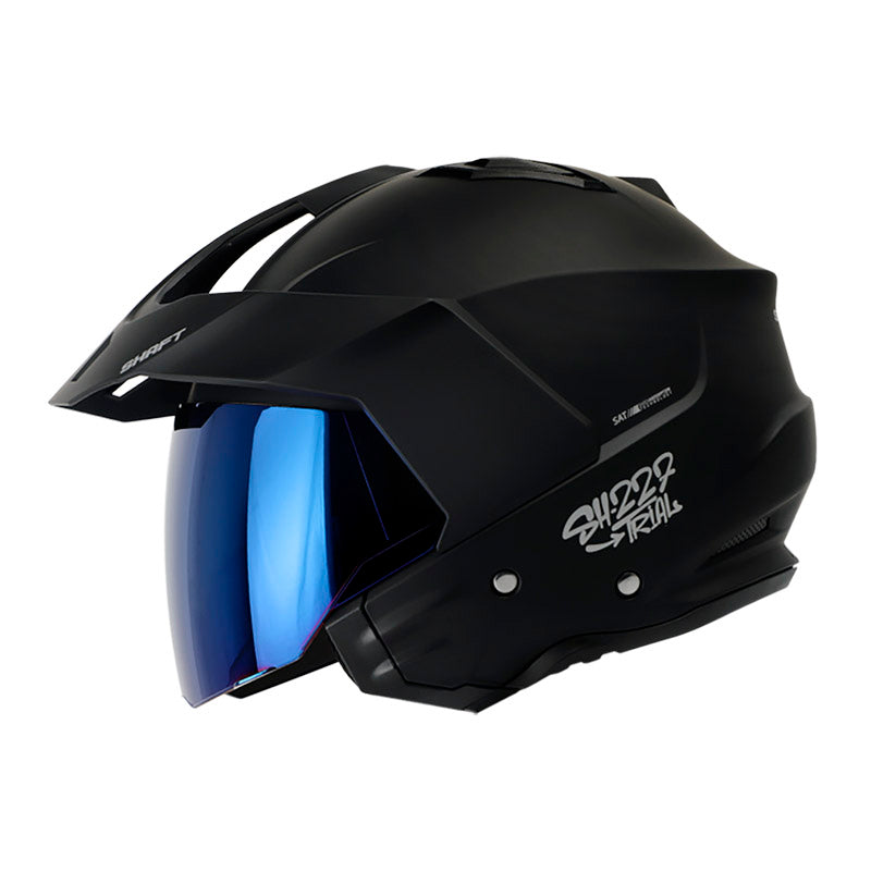 CASCO SHAFT SH-227 TRIAL SOLID MATE NEGRO PLATA VISOR IRIDIUM