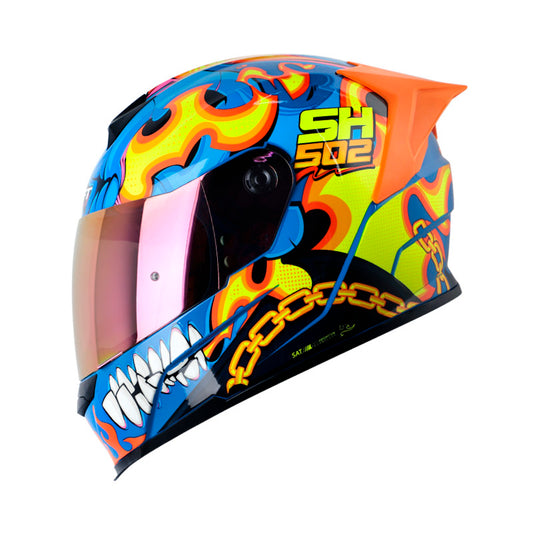 CASCO SHAFT SH-502SP FIRE BOY AZUL NARANJA NEON IRIDIUM