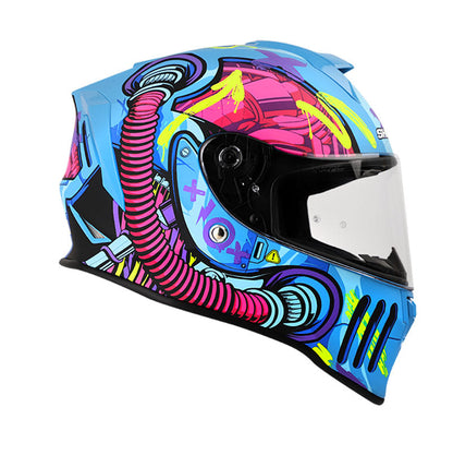 CASCO SHAFT SH-551 DEUS EX MACHINA MATE AZUL FUCSIA NEON
