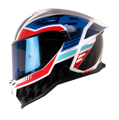 CASCO SHAFT SH-598GTR XEPA BLANCO PERLA ROJO VISOR IR.AZUL