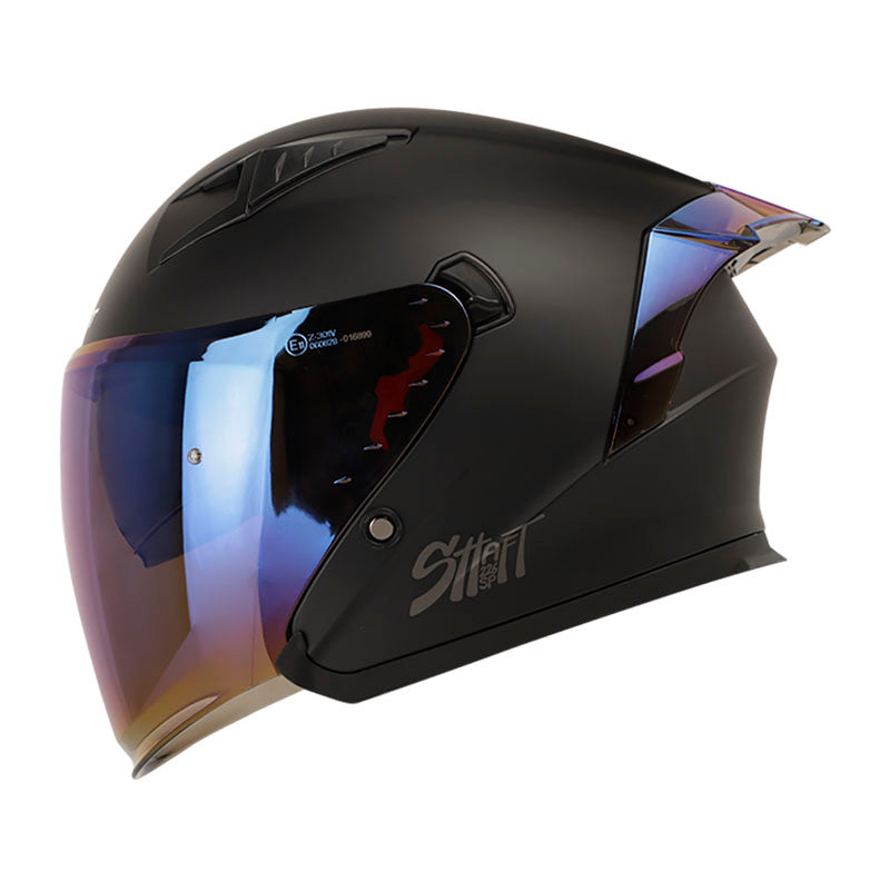 CASCO SHAFT SH-226SP SOLID MATE NEGRO VISOR IRIDIUM AZUL