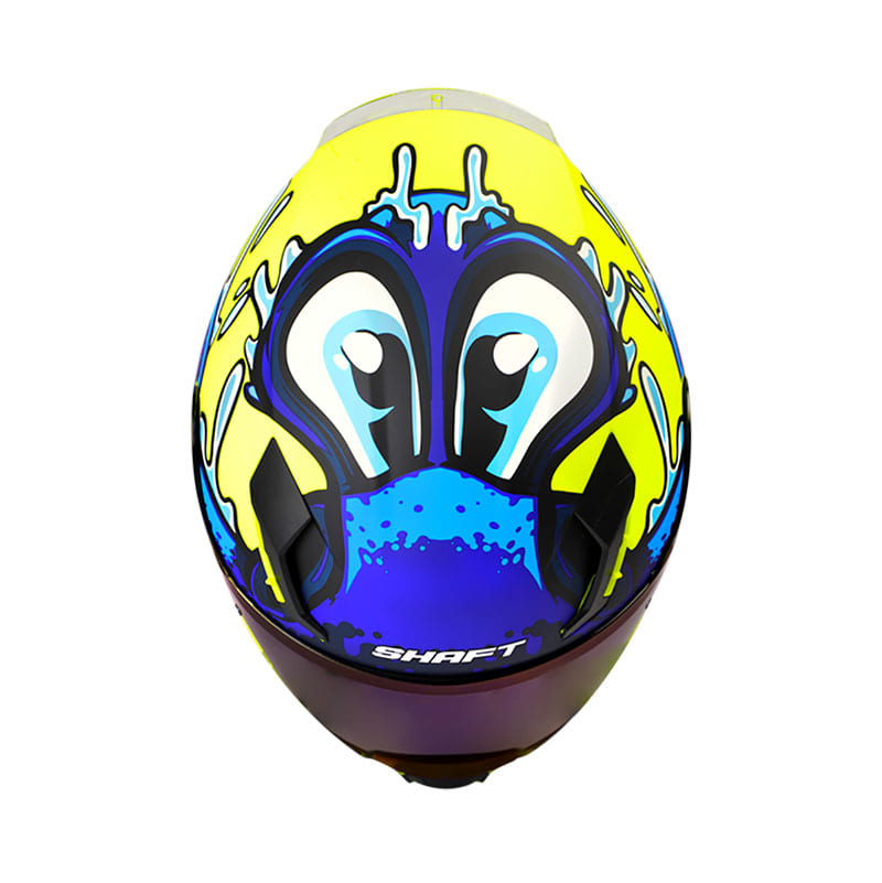 CASCO SHAFT SH-562 OCTOFUN MATE AMARILLO AZUL VISOR IRIDIUM
