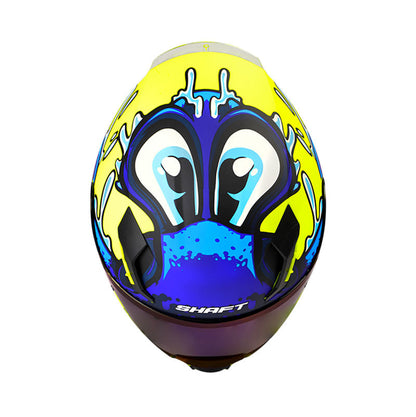 CASCO SHAFT SH-562 OCTOFUN MATE AMARILLO AZUL VISOR IRIDIUM