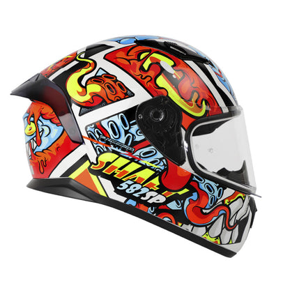 CASCO SHAFT SH-582SP COMIC MONSTER NEGRO NARANJA NEON