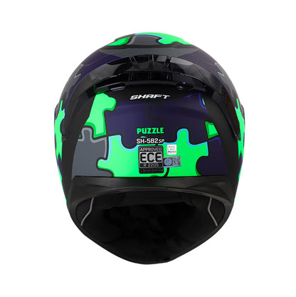 CASCO SHAFT SH-582SP PUZZLE AZUL NAVYY VERDE NEON