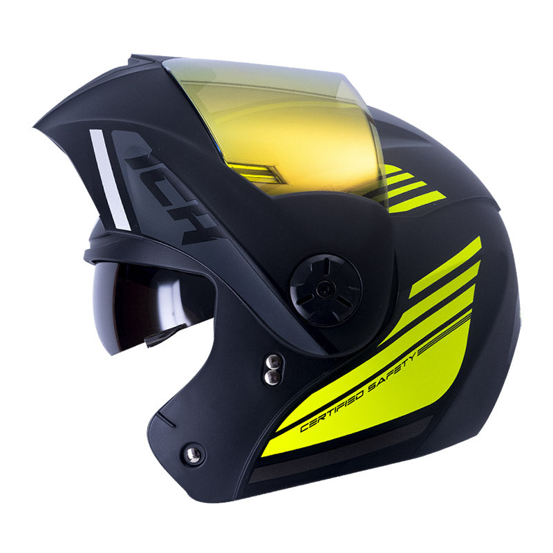 CASCO ICH ICH-3110DV AUGE MATE NEGRO AMERILLO NEON RAMDON