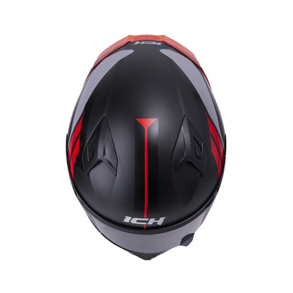 CASCO ICH-503 NEZA MATE NEGRO ROJO VISOR HUMO