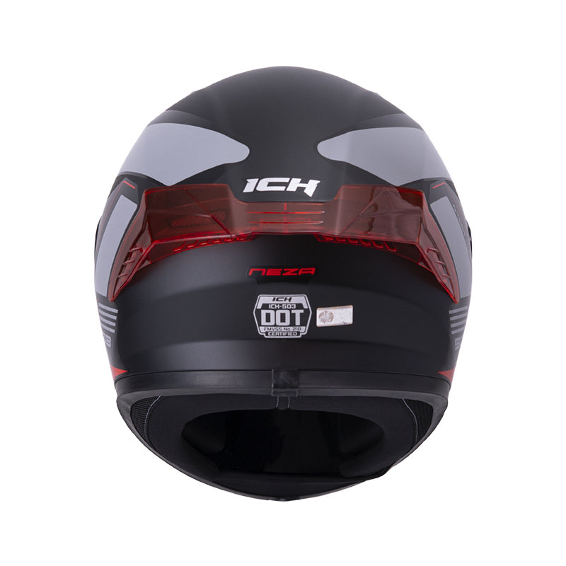 CASCO ICH-503 NEZA MATE NEGRO ROJO VISOR HUMO