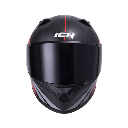 CASCO ICH-503 NEZA MATE NEGRO ROJO VISOR HUMO