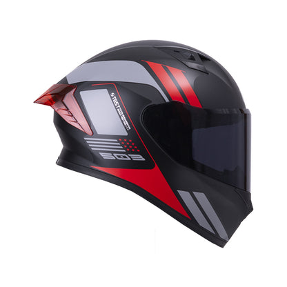 CASCO ICH-503 NEZA MATE NEGRO ROJO VISOR HUMO