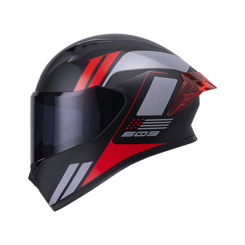 CASCO ICH-503 NEZA MATE NEGRO ROJO VISOR HUMO