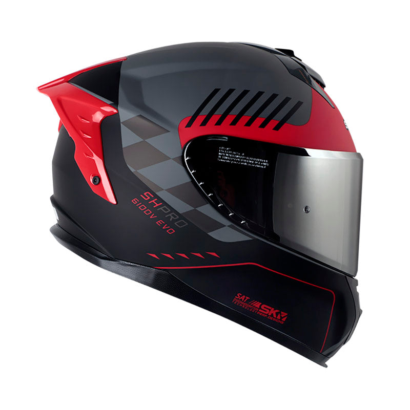 CASCO SHAFT SH-610EVO MIX MATE GRIS ROJO VISOR PLATA