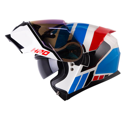 CASCO HRO HRO-3440 DV ROC GRIS CLARO ROJO VISOR IRIDIUM AZUL
