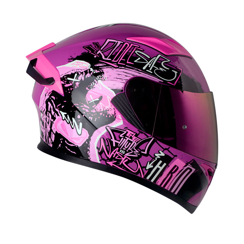 CASCO HRO HRO-514DV GRUNGE MORADO FUCSIA VISOR MORADO
