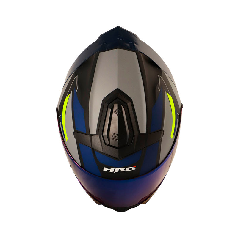CASCO HRO 3440 DV LAZZAR MATE NEGRO AZUL NAVI VISOR IRIDIUM
