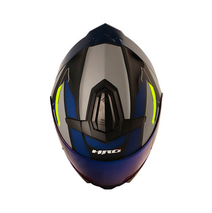 CASCO HRO 3440 DV LAZZAR MATE NEGRO AZUL NAVI VISOR IRIDIUM