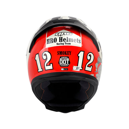 CASCO HRO HRO-511 SMOKEY GRIS ROJO VISOR HUMO