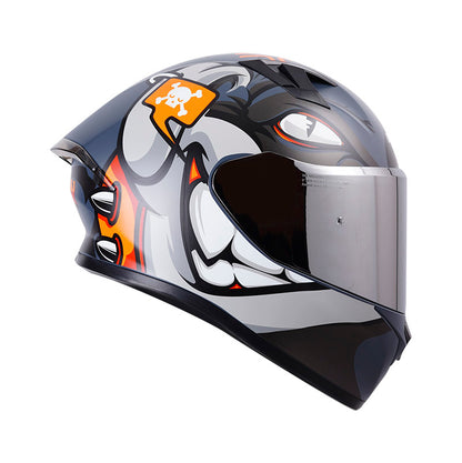 CASCO HRO HRO-523DV AARON MATE GRIS NARANJA NEON VISOR PLATA