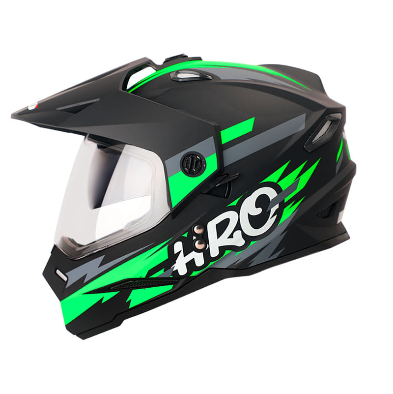 CASCO HRO HRO-MX330DV RUDE MATE NEGRO VERDE NEON