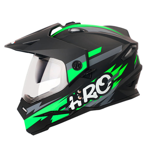 CASCO HRO HRO-MX330DV RUDE MATE NEGRO VERDE NEON