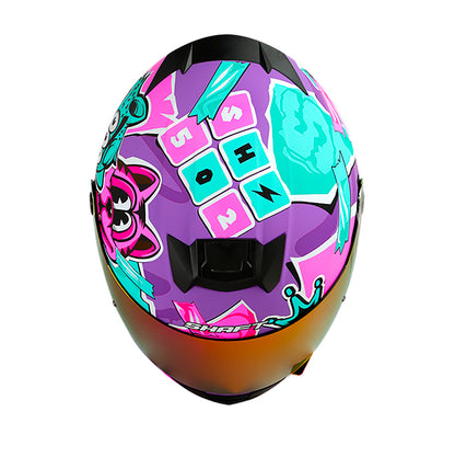 CASCO SHAFT SH-502 PRINT MATE MORADO TURQUESA VISOR IRIDIUM
