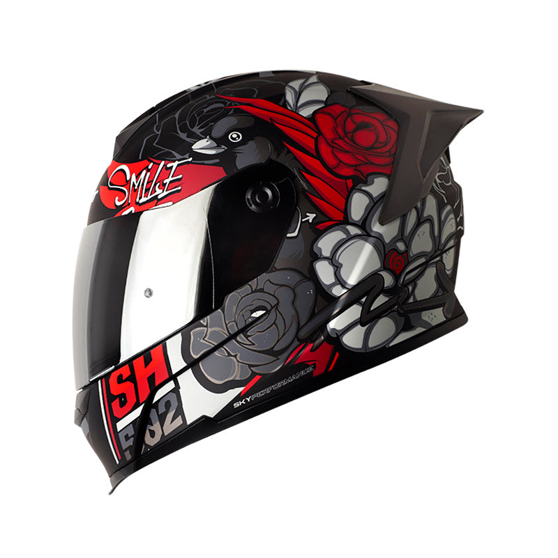 CASCO SHAFT SH-502 FLOWER MATE NEGRO GRIS VISOR PLATA