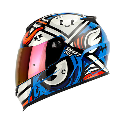CASCO SHAFT SH-502 STYLE AZUL BLANCO VISOR IRIDIUM