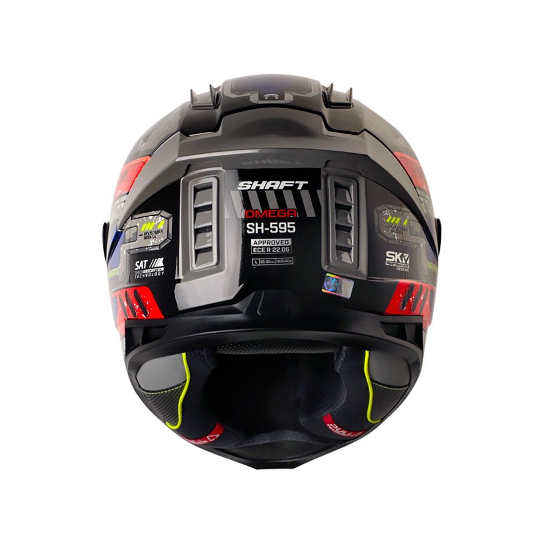 CASCO SHAFT SH-595 OMEGA GRIS ROJO VISOR IRIDIUM AZUL