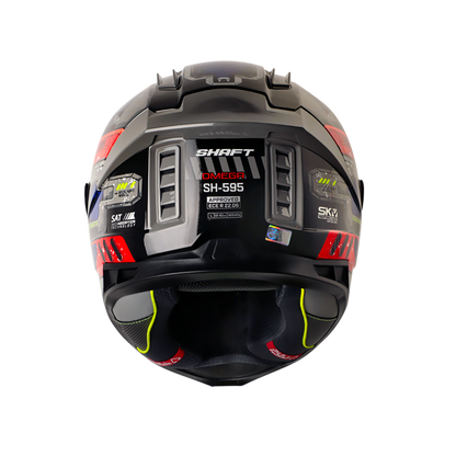 CASCO SHAFT SH-595 OMEGA GRIS ROJO VISOR IRIDIUM AZUL