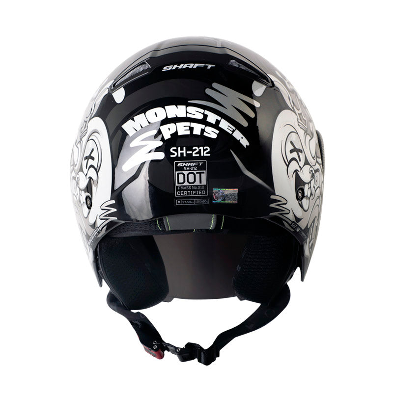 CASCO SHAFT SH-212 MONSTER PETS NEGRO BLANCO VISOR PLATA
