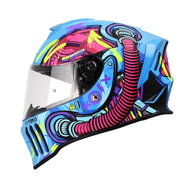 CASCO SHAFT SH-551 DEUS EX MACHINA MATE AZUL FUCSIA NEON