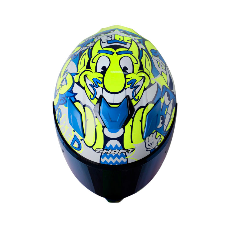 CASCO SHAFT SH-559 DIMON AZUL AMARILLO NEON VISOR IRIDIUM