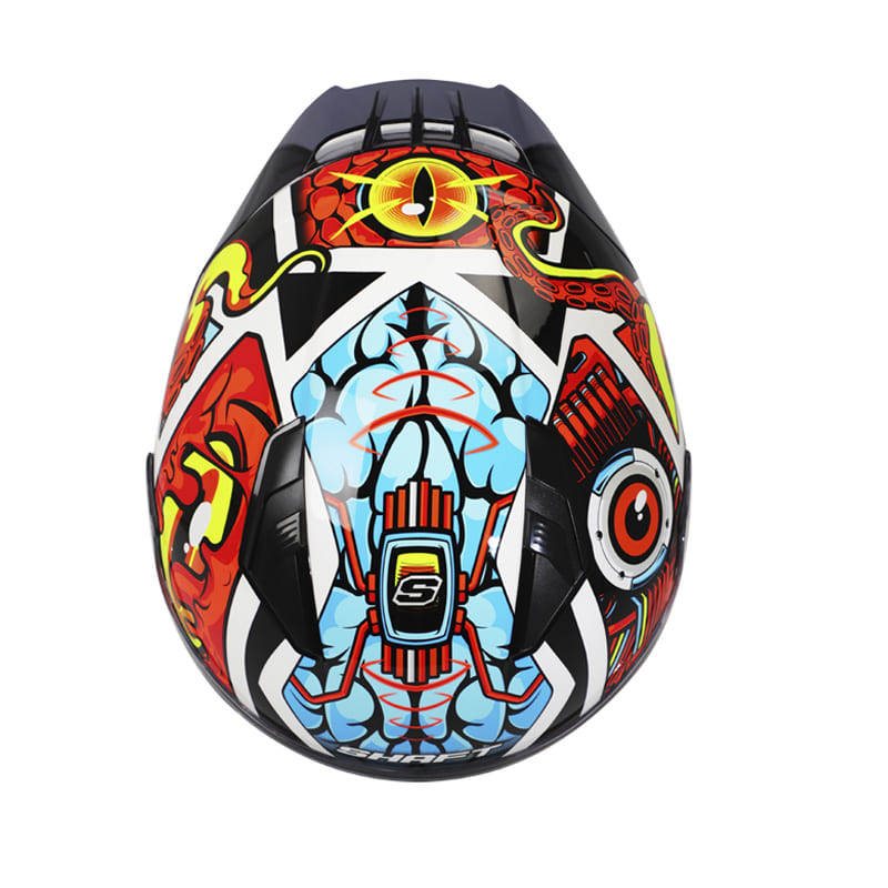 CASCO SHAFT SH-582SP COMIC MONSTER NEGRO NARANJA NEON