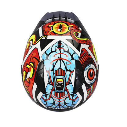 CASCO SHAFT SH-582SP COMIC MONSTER NEGRO NARANJA NEON